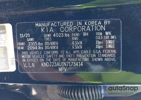 2022 Kia Soul Lx from USA, damaged, VIN KNDJ23AU1N7173414